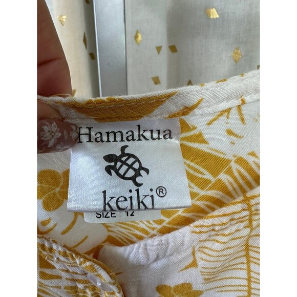 Hamakua Keiki Hawaiian Tropical Leaves Button Down Front Tie Crop Tank Top 12 - Picture 3 of 4